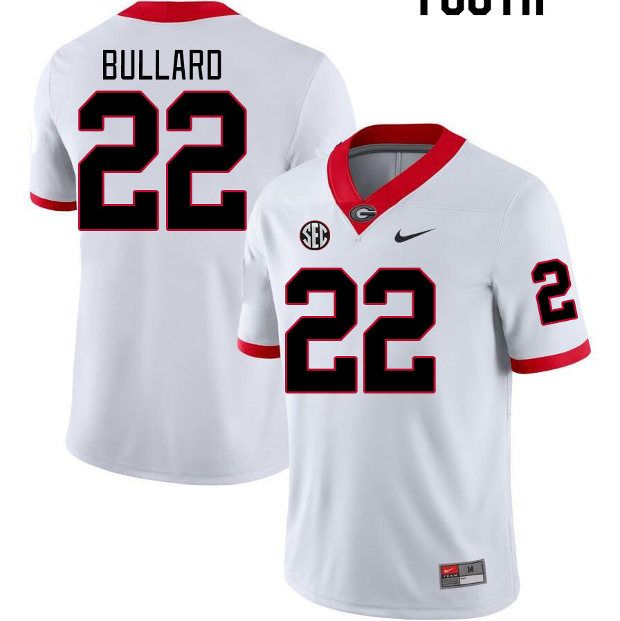 Youth #22 Javon Bullard Georgia Bulldogs College Football Jerseys Stitched-White - Click Image to Close
